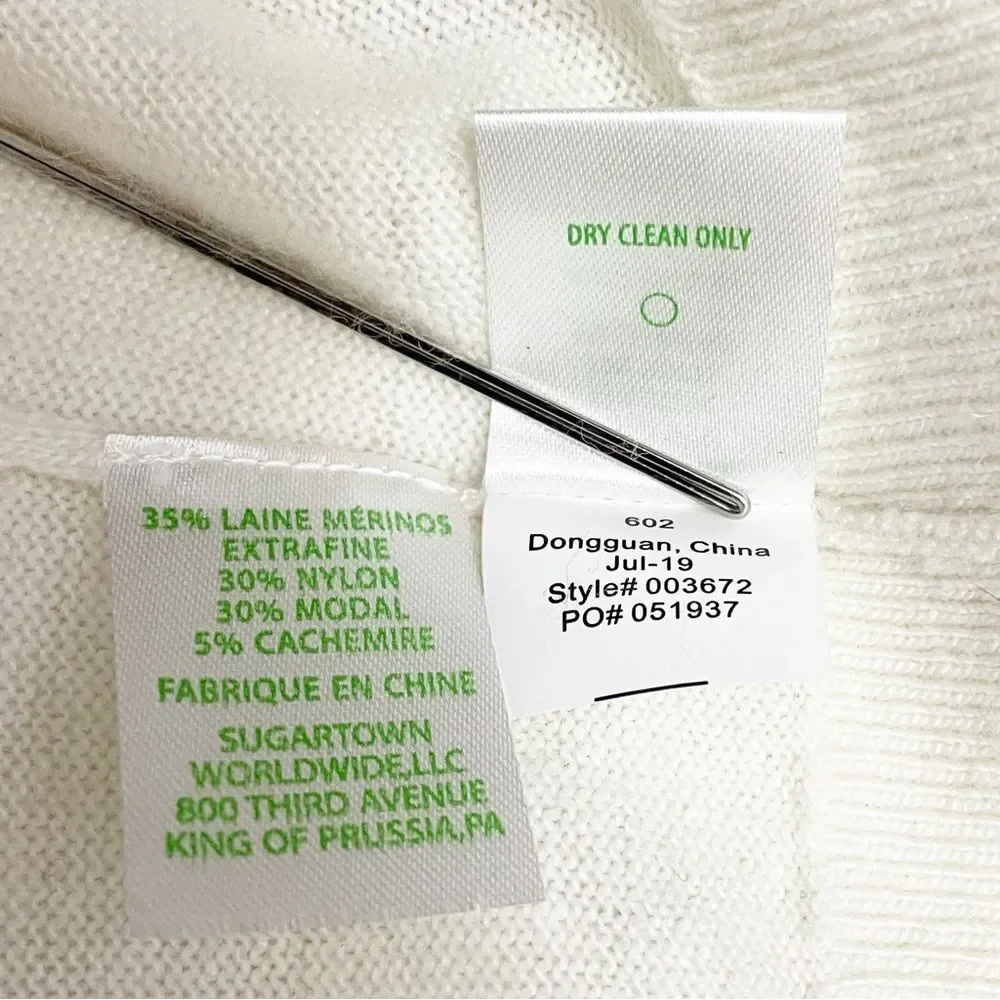 Lilly Pulitzer Coconut Odetta Sweater Wool Blend Rhinestone Neckline Size Large - Picture 12 of 13